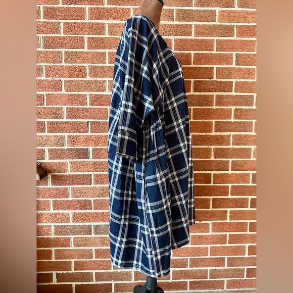 pero Plaid Shirt Dress, Navy White Tassels, Boat Neck, 3/4 Sleeve, 38 EU 6 US - Picture 3 of 12